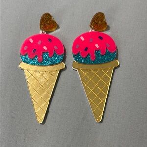 Colorful Ice Cream Cone Earrings for Kids